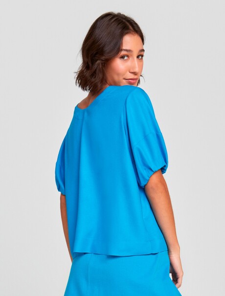 BLUSA FEMENINA MANGA CORTA CELESTE