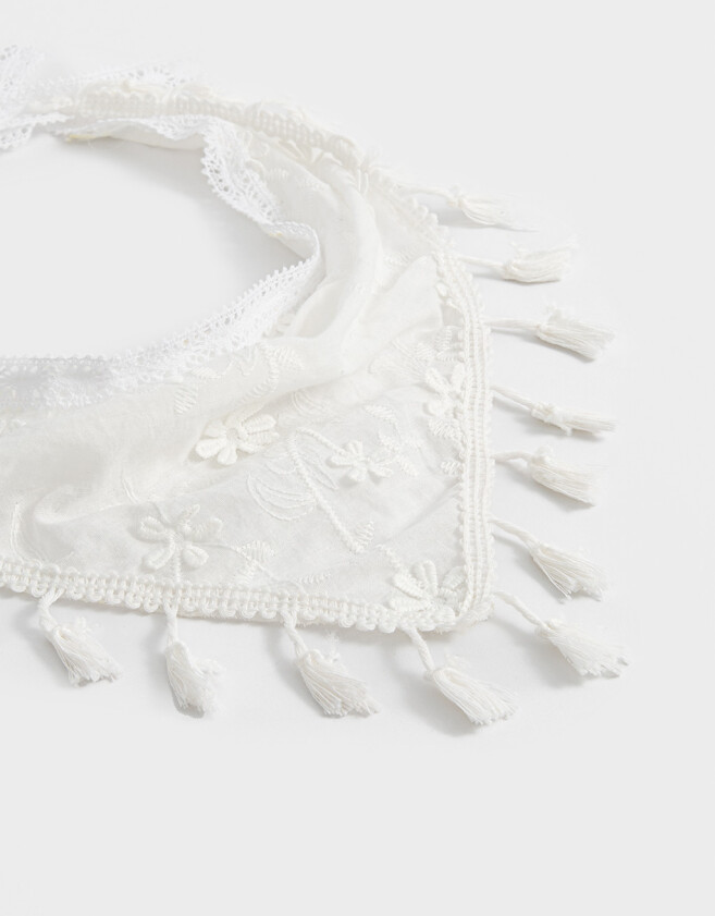 Vinchas Textiles Con bordado Vincha Con Borlas - Blanco Crudo