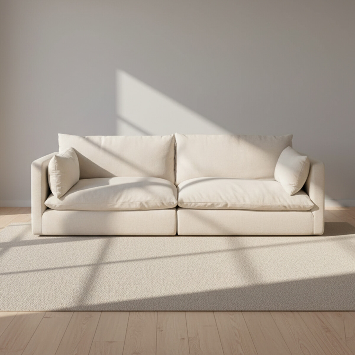 SOFÁ C/FUNDAS DESMONTABLES - 3 CUERPOS TELA NATURAL-BEIGE LA JOLA CRUDO 