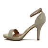 Sandalia Formal Mujer Vizzano Taco Alto Brillosa Dorado