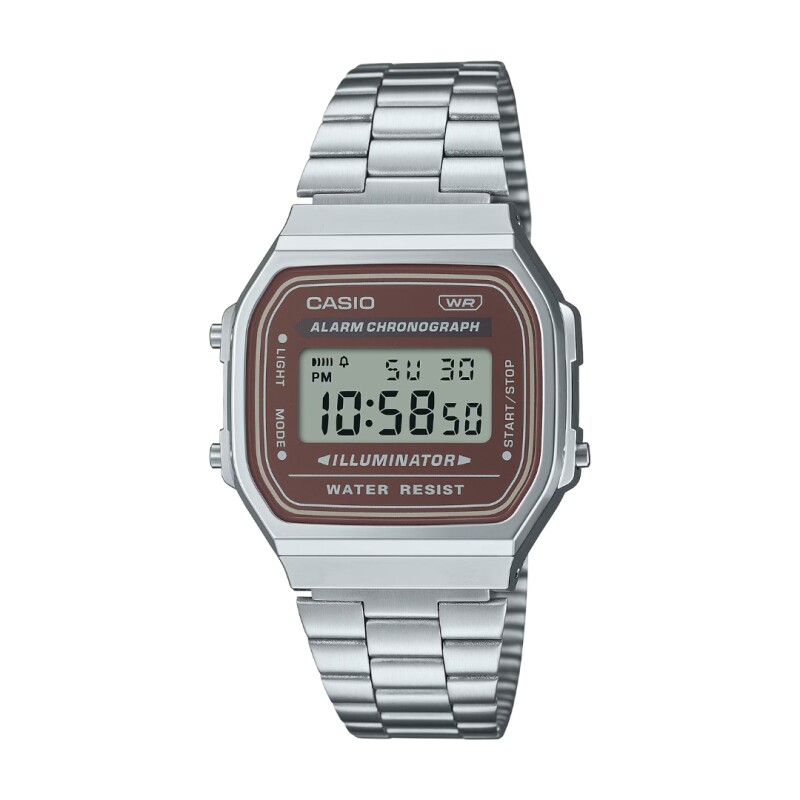 Reloj Casio Retro A168WA 5AYDF Unisex con correa de acero Plateado