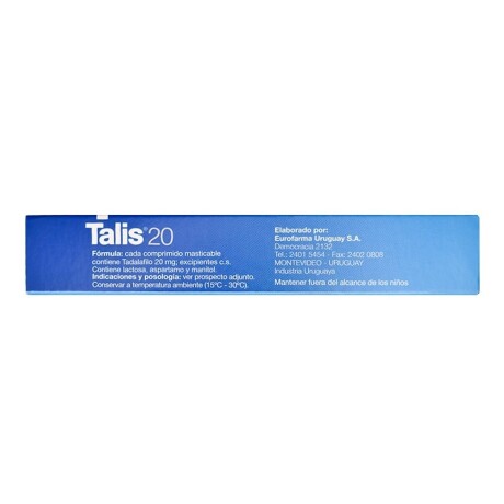 Talis 20 mg x 10 Comprimidos Masticables Potenciador Masculino TALIS 20 MG 10 COMPRIMIDOS MASTICABLES