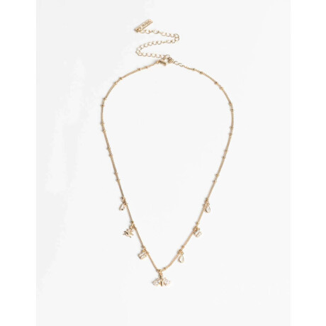 Collar Corto Multicharms Con Cubic Dorado