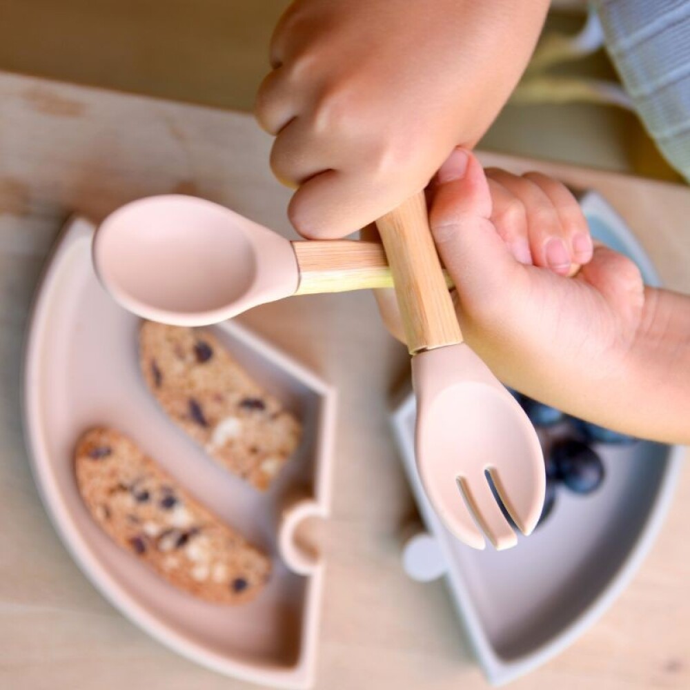 Cubiertos bambu silicona MinikOiOi beige