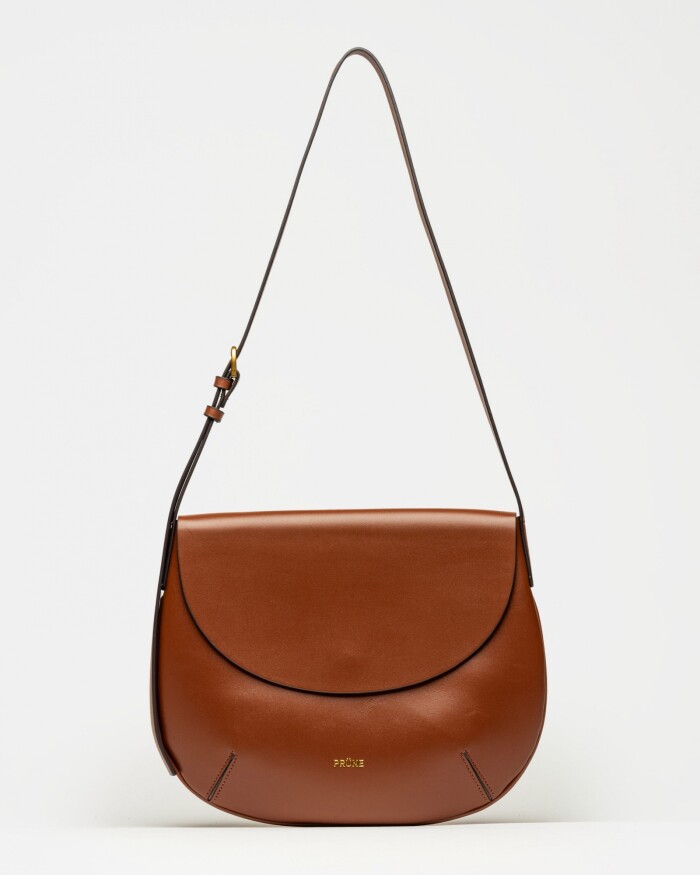 Cartera al hombro Mod en efecto cuero liso Tabaco