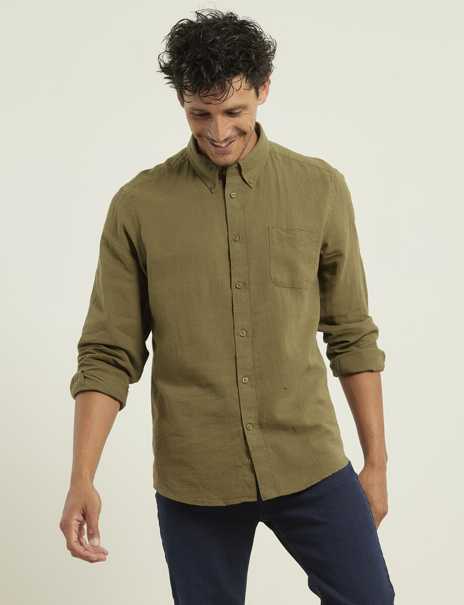 011665 CAMISA DE LINO HARRINGTON LABEL Verde