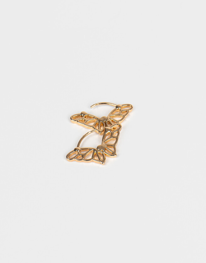 Aros Argollas Con Mariposas Aros Argolla Con Mariposas - Dorado