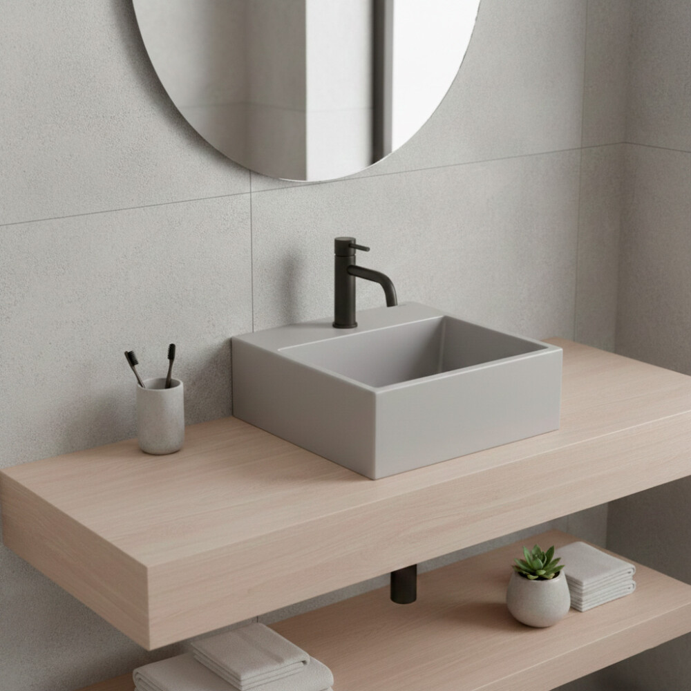 BACHA DE APOYO MODELO BASIC Q1 41x41 CM COLOR STONE Bacha De Apoyo Modelo Basic Q1 41x41 Cm Color Stone