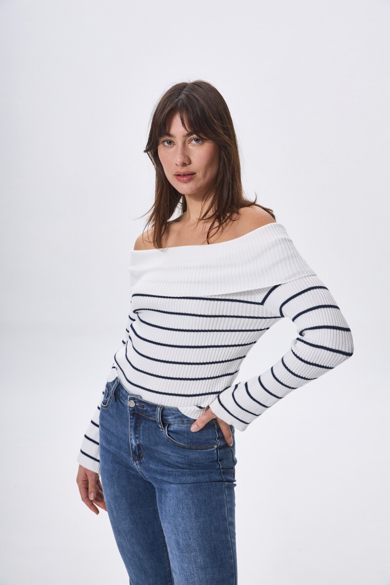 Sweater Oasis Blanco con negro