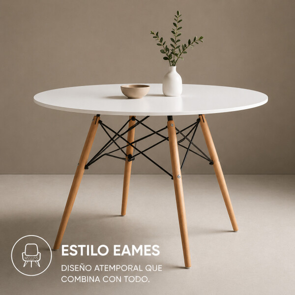 Mesa Comedor ComboHome Eames Redonda Laqueada 100Cm Premium Blanco 1