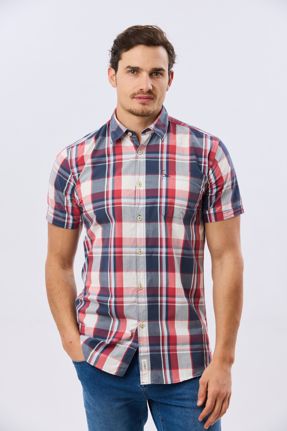CAMISA MANGA CORTA CUADROS Rojo