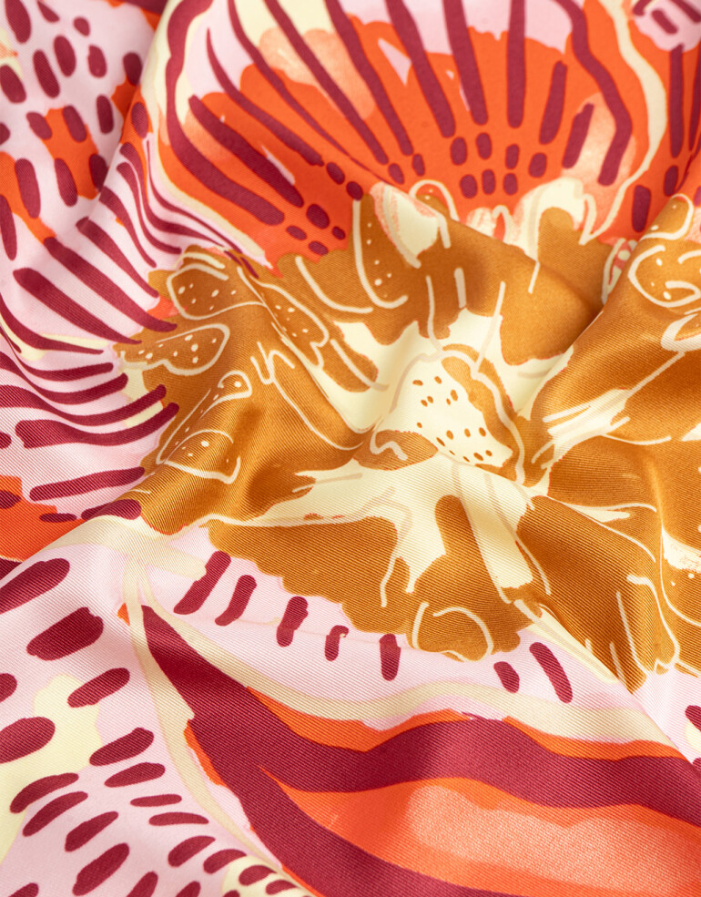 Pañuelos Raso Flores Pañuelo Raso Estampado - Rojo Medio