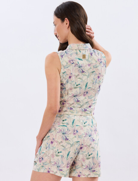 SHORT ESTAMPADO DE LINO Lila