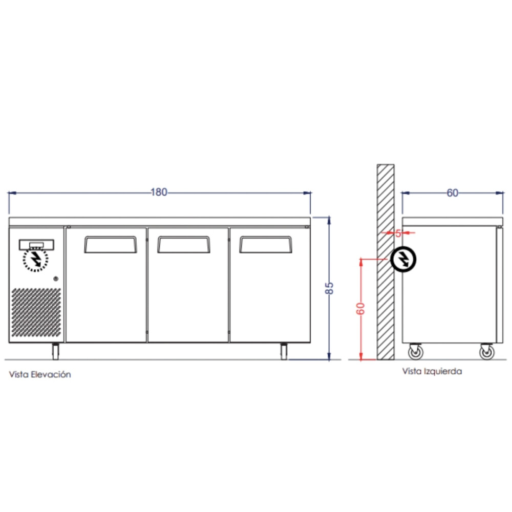 Heladera Bajo Mesada 480 Litros 3 Puertas Heladera Bajo Mesada 480 Litros 3 Puertas