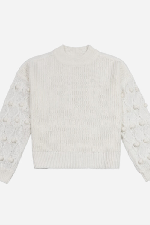 Sweater con estructura en mangas - Mujer BLANCO