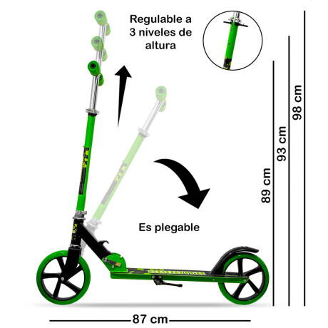 Monopatin Scooter Plegable Rueda Grande 200 Mm Negro