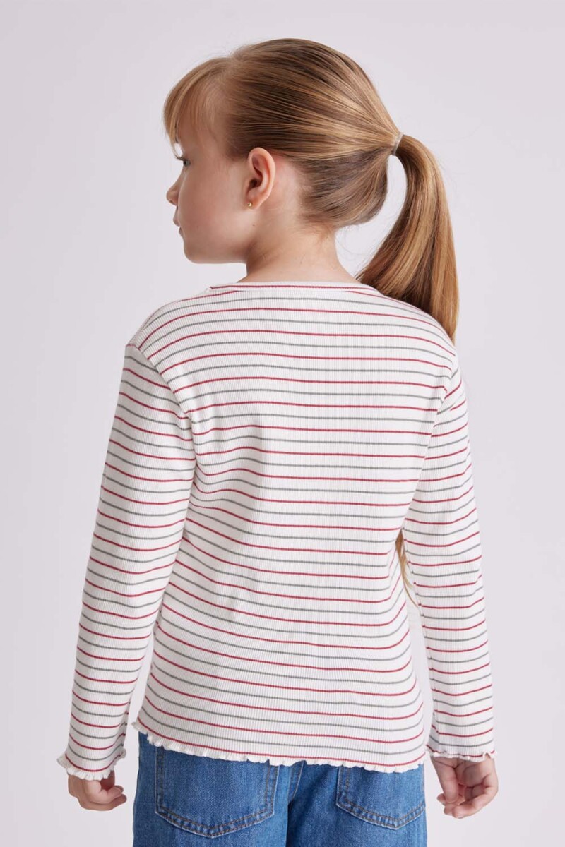 Remera manga larga rib Rayas Crudo