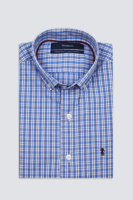 Camisa de Hombre Premium a Cuadros Cuadros Celestes