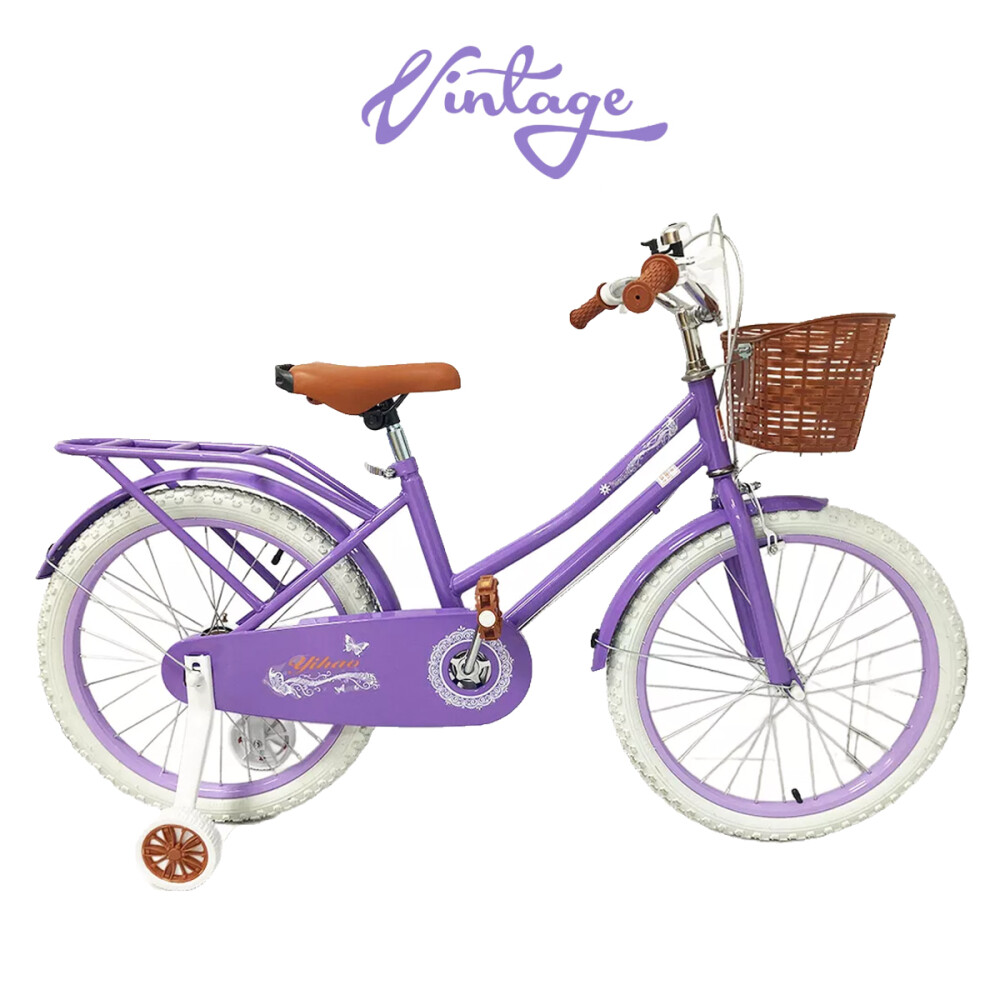 Bicicleta Infantil Rodado 16 Con Rueditas Auxiliares Y Canasto Violeta