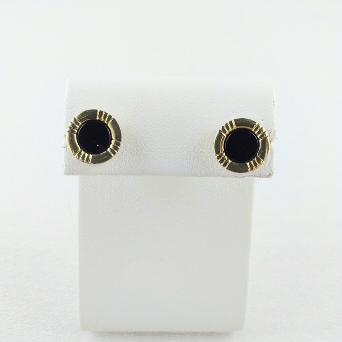 Caravanas de Plata 925 Onix engarzado en Doublé de Oro 18 kt - Modelo Inglés 