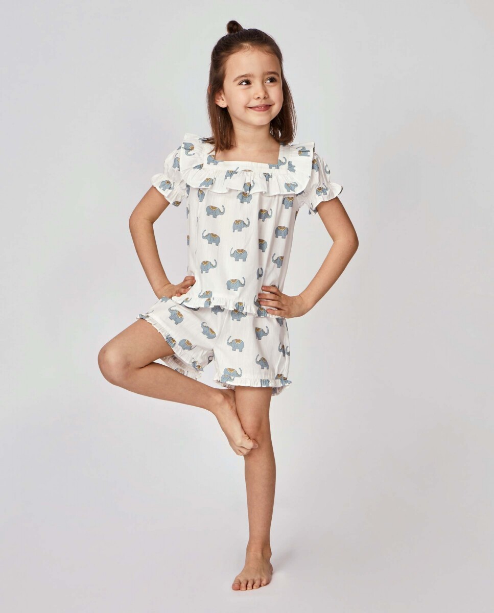 Pijama Estampado Elefantes - Azul 