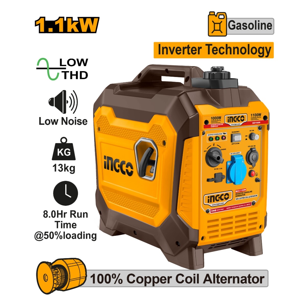 Generador Ingco GEI15006 Inverter 1.1KW 1100W 