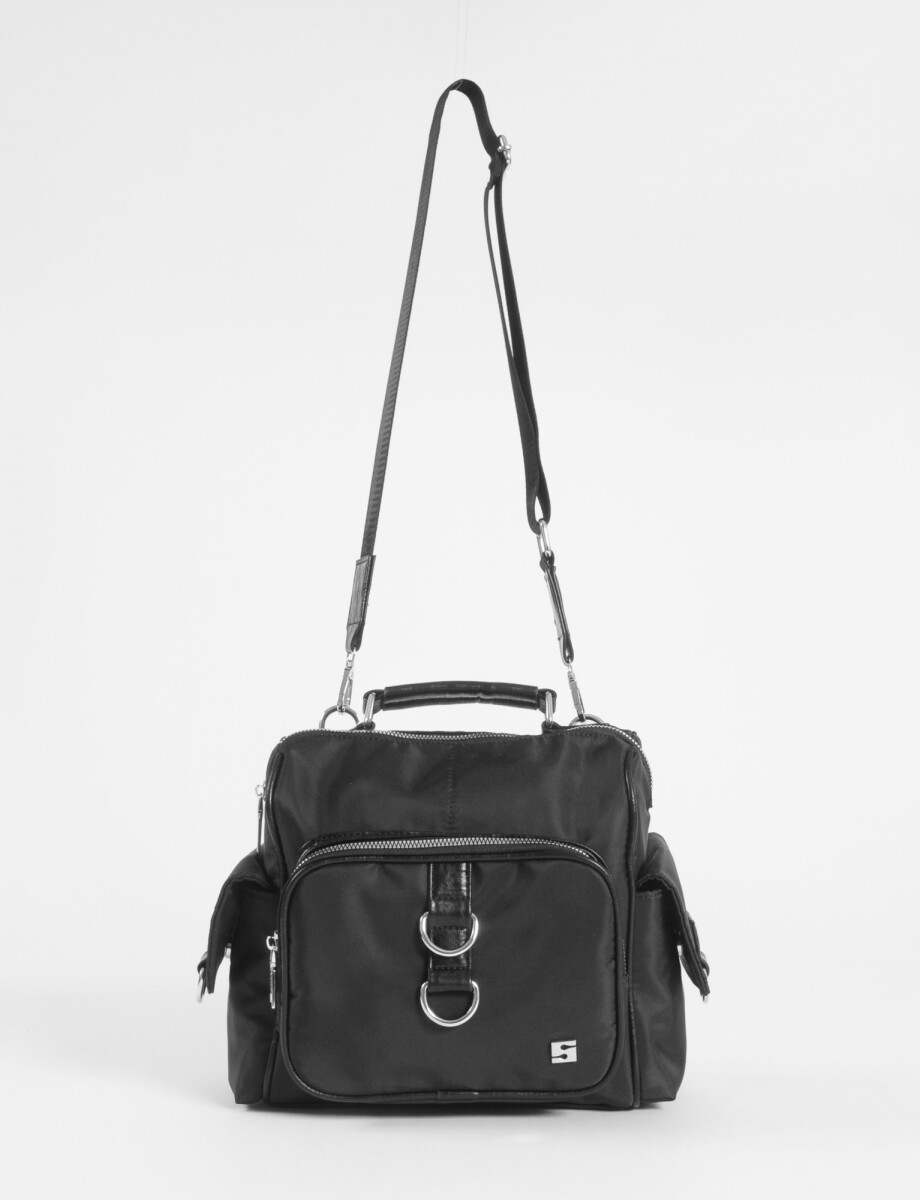 Bandolera - mochila bolsillos - negro 