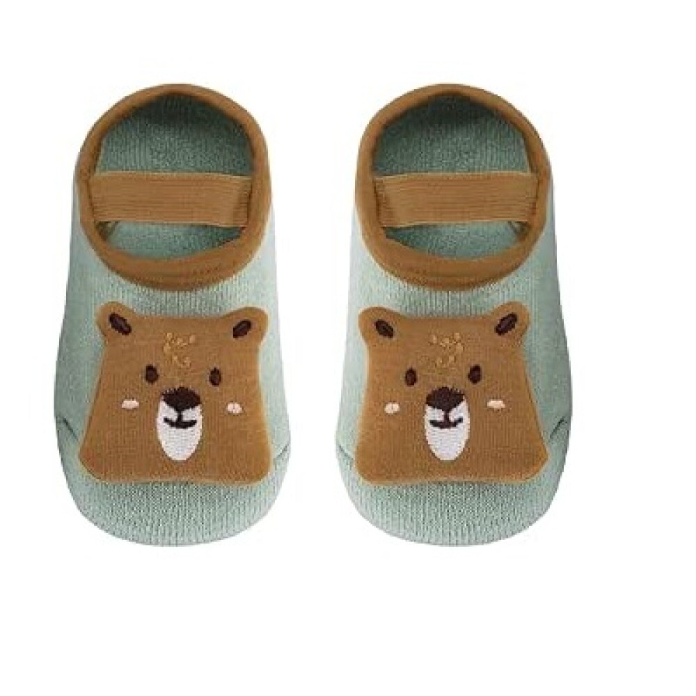 Set de medias con aplique anti deslizante buba 1 a 3 Oso verde Marron