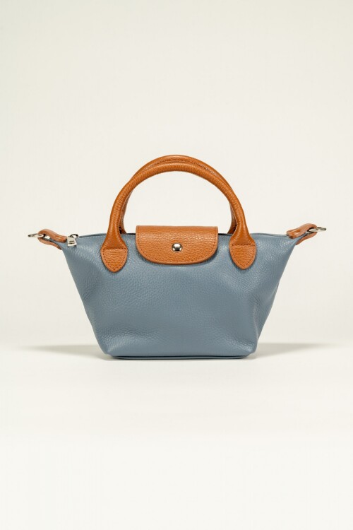 Cartera de cuero Mini Celeste
