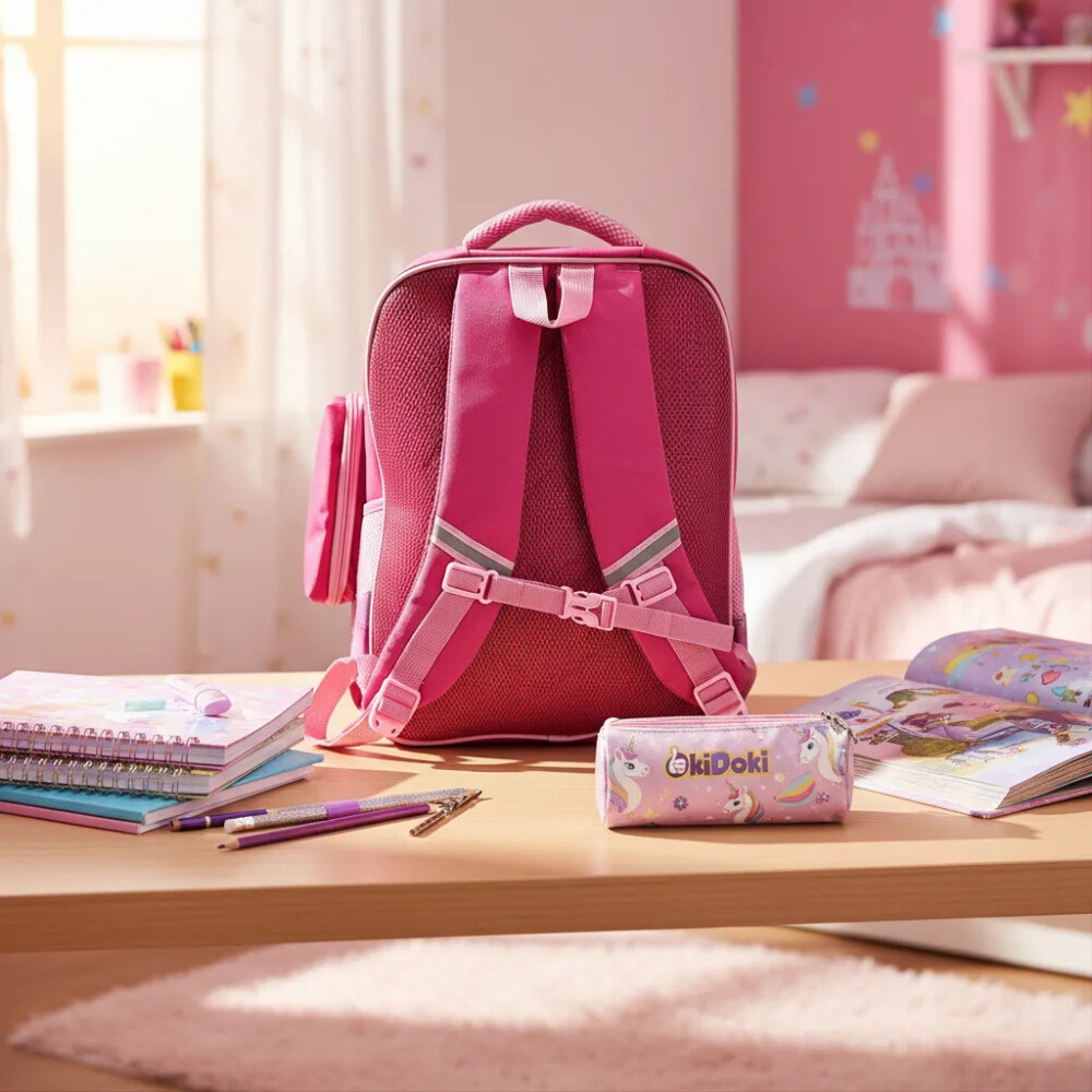 Mochila con 4 bolsillos con cartuchera de obsequio Princesas