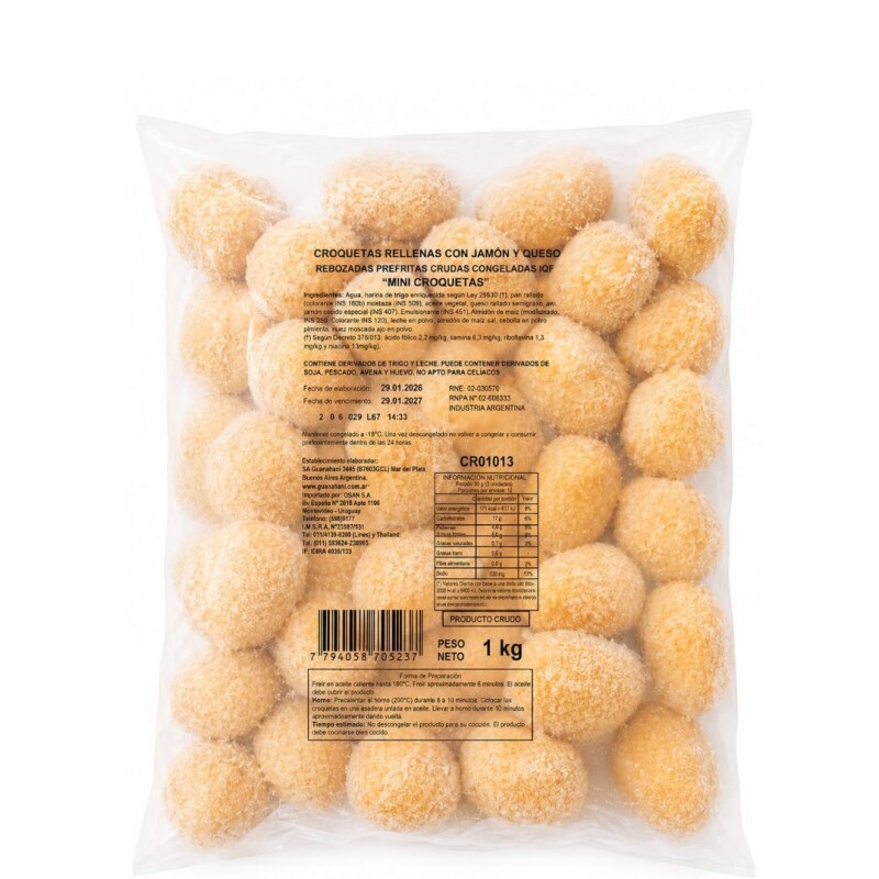 CROQUETA JAMÓN Y QUESO 1KG CROQUETA JAMÓN Y QUESO 1KG