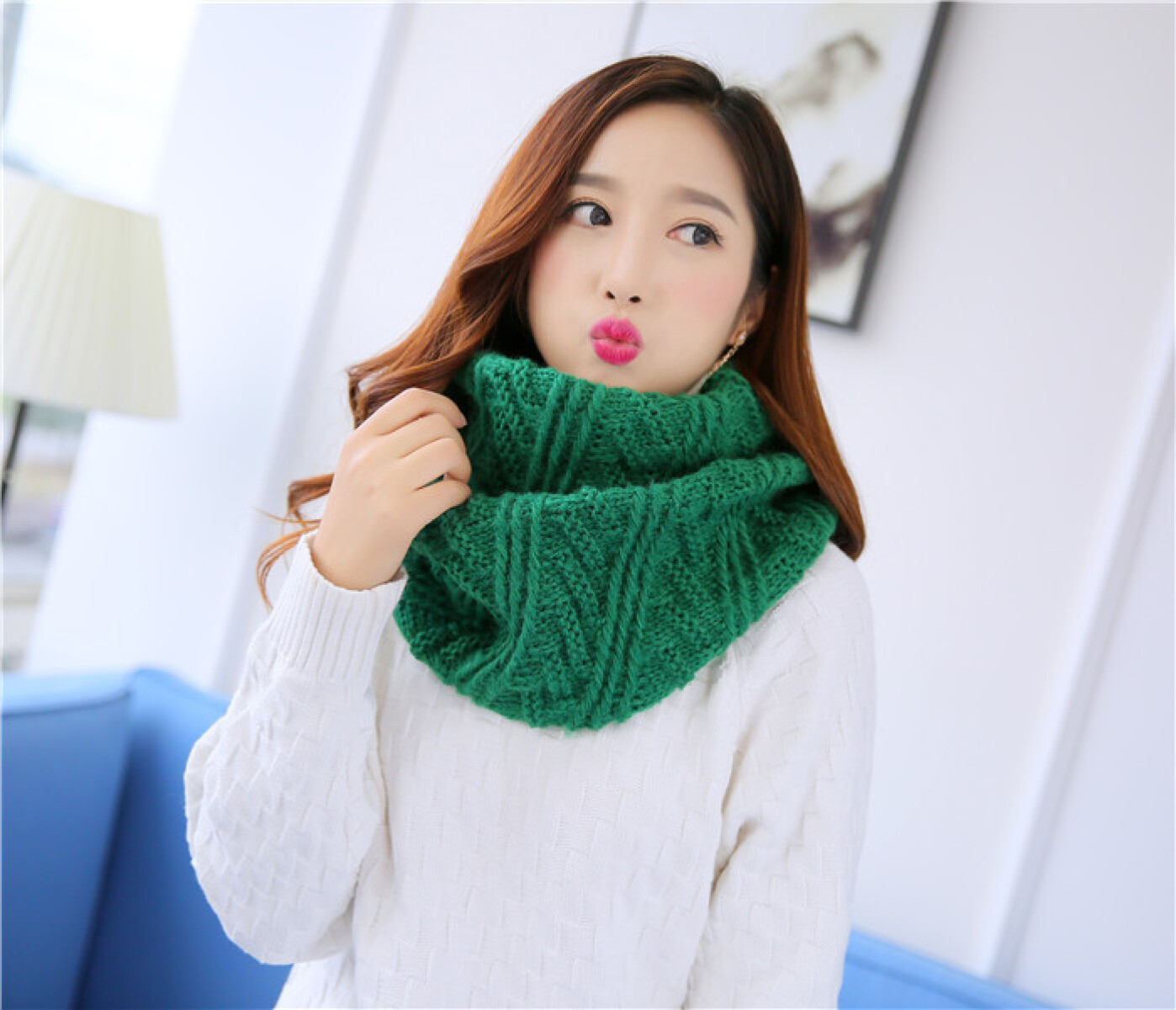 Cuello Tejido De Abrigo - Verde 