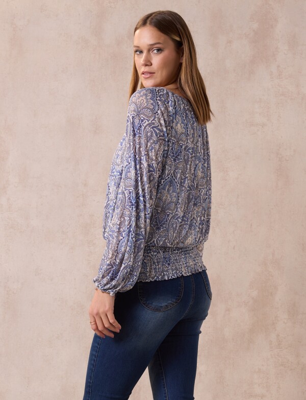 Blusa Frunce Print CELESTE/MULTI