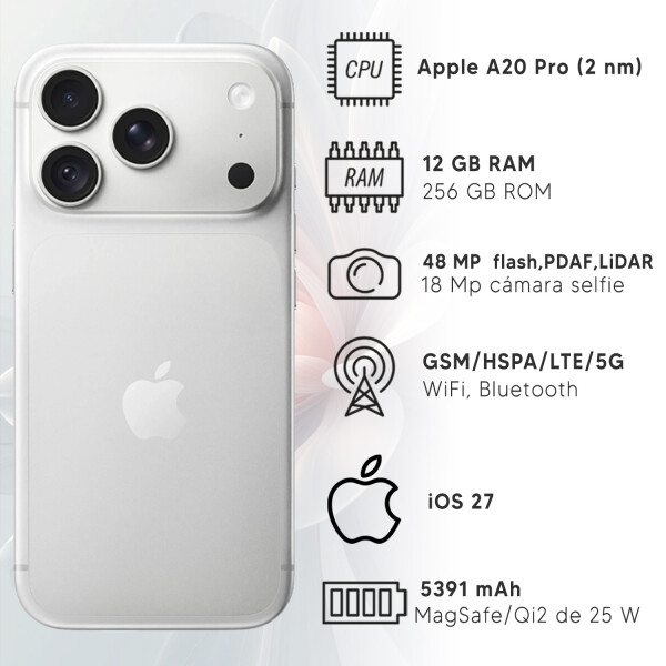 Apple Iphone 18 Pro Max 12gb Ram 256gb 5g + Regalo PK IPHONE 18 PRO MAX 12/256 PLATEADO+REG