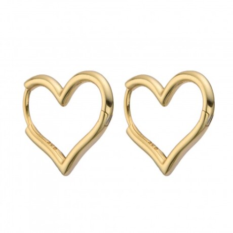 Par de aros de plata 925 con baño de oro amarillo, CORAZON. Par de aros de plata 925 con baño de oro amarillo, CORAZON.