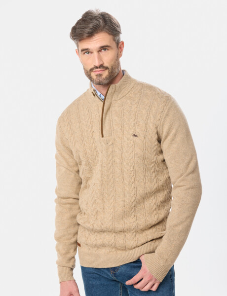 BUZO LANA MEDIO CIERRE Beige