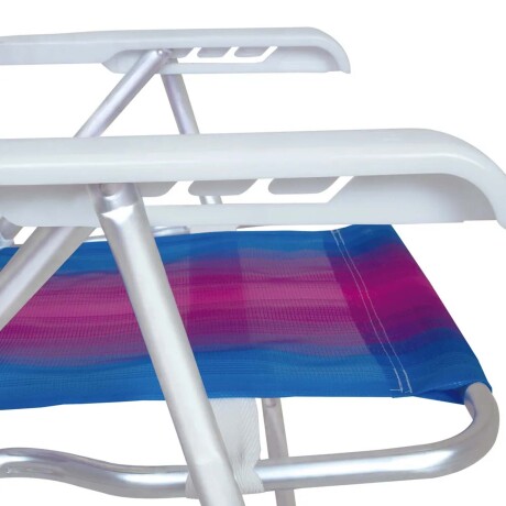 Reposera Silla Reclinable De Playa 4 Posiciones Aluminio Celeste/fucsia
