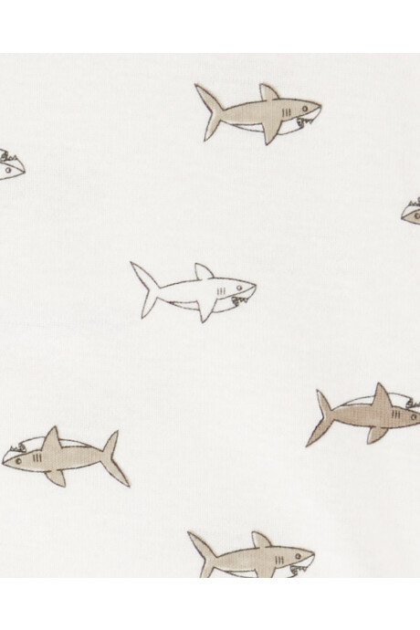 Set tres piezas de algodón, short, remera henley y body diseño tiburones Sin color