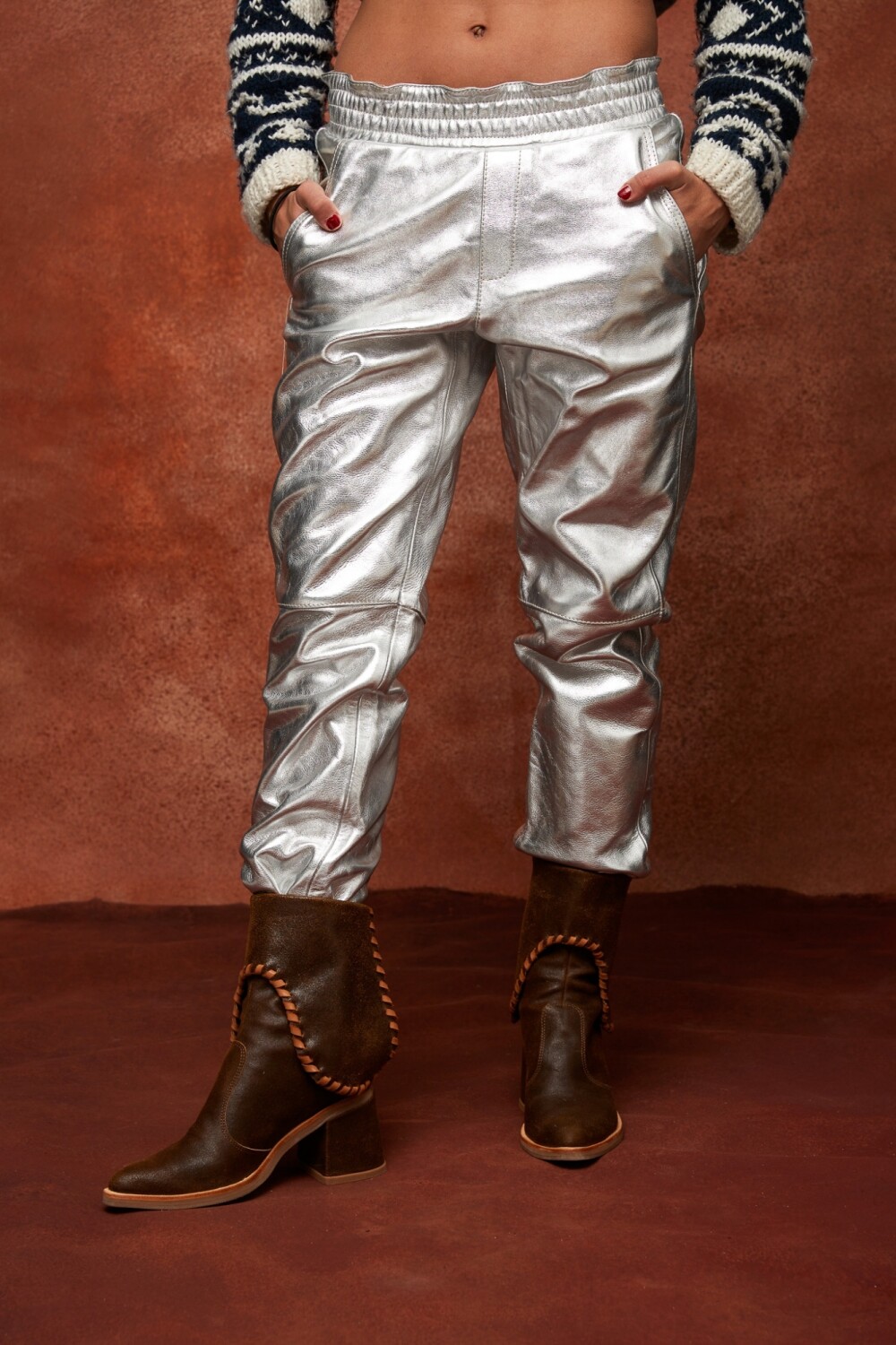 Leather Babucha Plateado