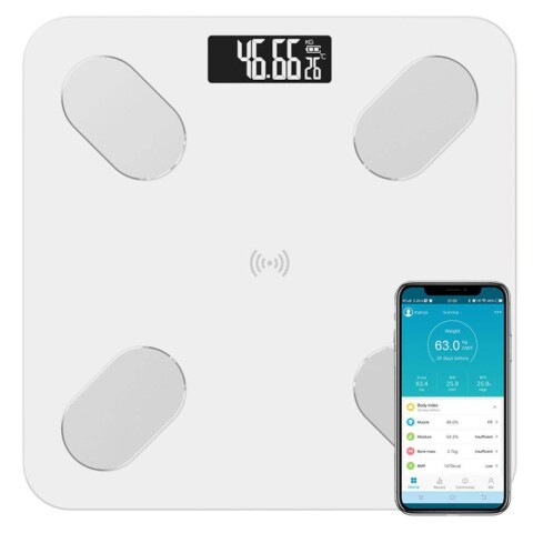 Balanza Inteligente Digital Baño App Smart Monitoreo180 Kg Color Variante Blanco