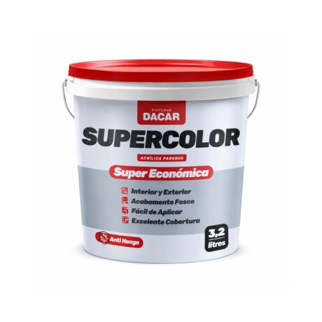 DACAR SUPERCOLOR ECO-LATEX BLANCO INTERIOR / EXTERIOR ANTIHONGOS 3.2 LITROS Dacar Supercolor Eco-latex Blanco Interior / Exterior Antihongos 3.2 Litros