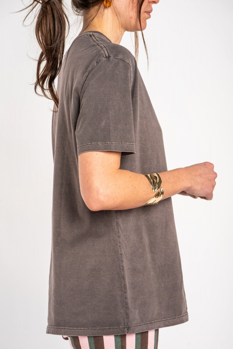 Remera Lisa Lavada Algodón Marron