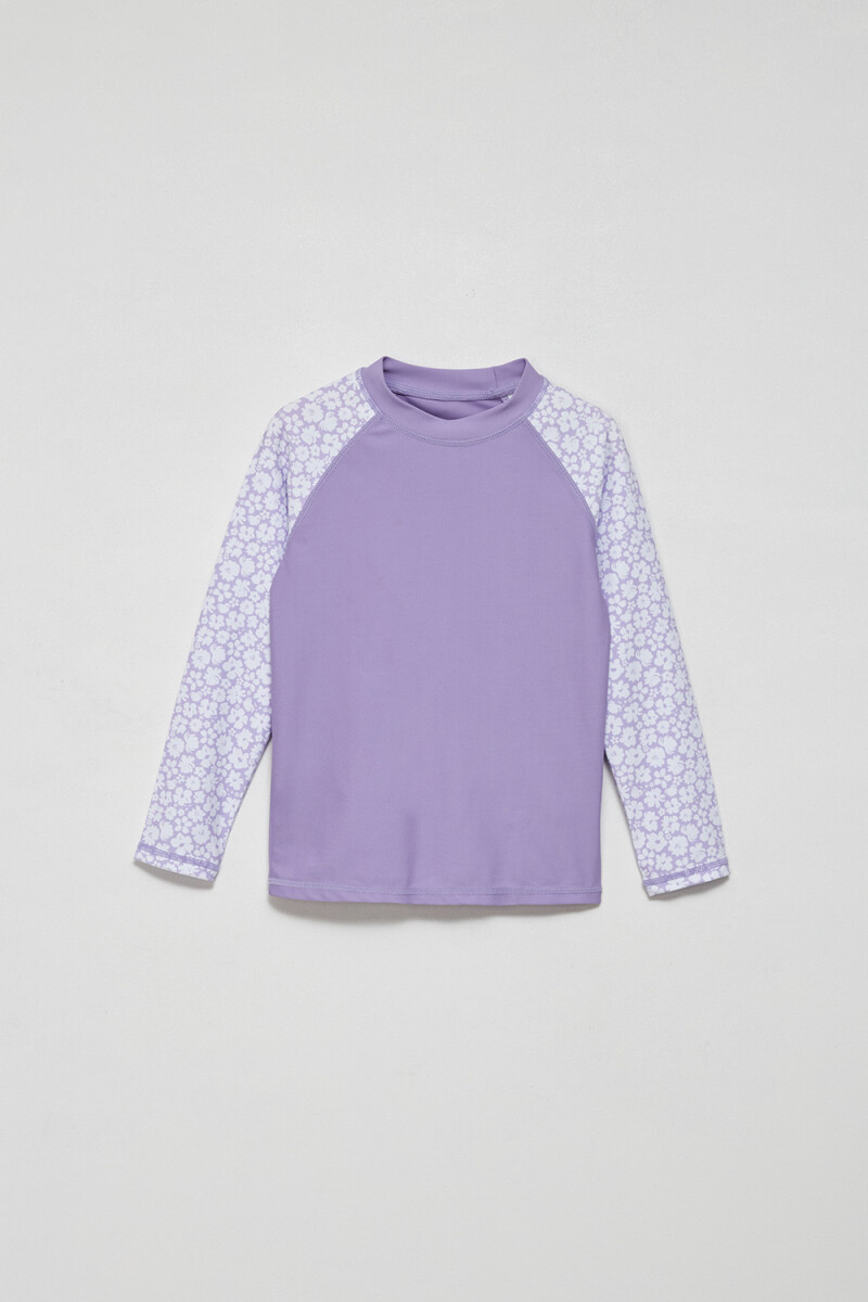 Camiseta UV manga larga - Flores- Lila 