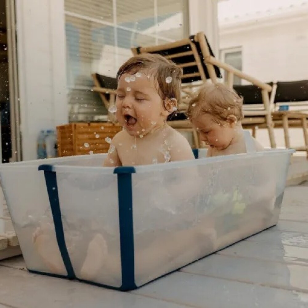 Baño Stokke flexibath clasico transparente celeste