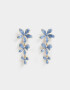 Aros Colgantes Largos Azul Aros Largos Con Flores - Dorado