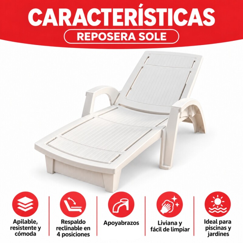 Reposera para piscina con posiciones BLANCO