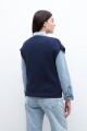 Cardigan manga corta azul marino
