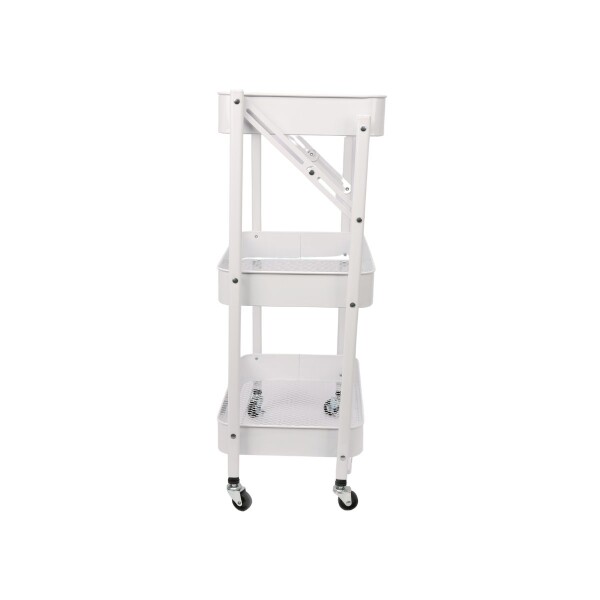 Carro Organizador de Metal Plegable Canasto con 3 Estantes y Ruedas Multiuso IMBACK Color Blanco Carro Organizador de Metal Plegable Canasto con 3 Estantes y Ruedas Multiuso IMBACK Color Blanco
