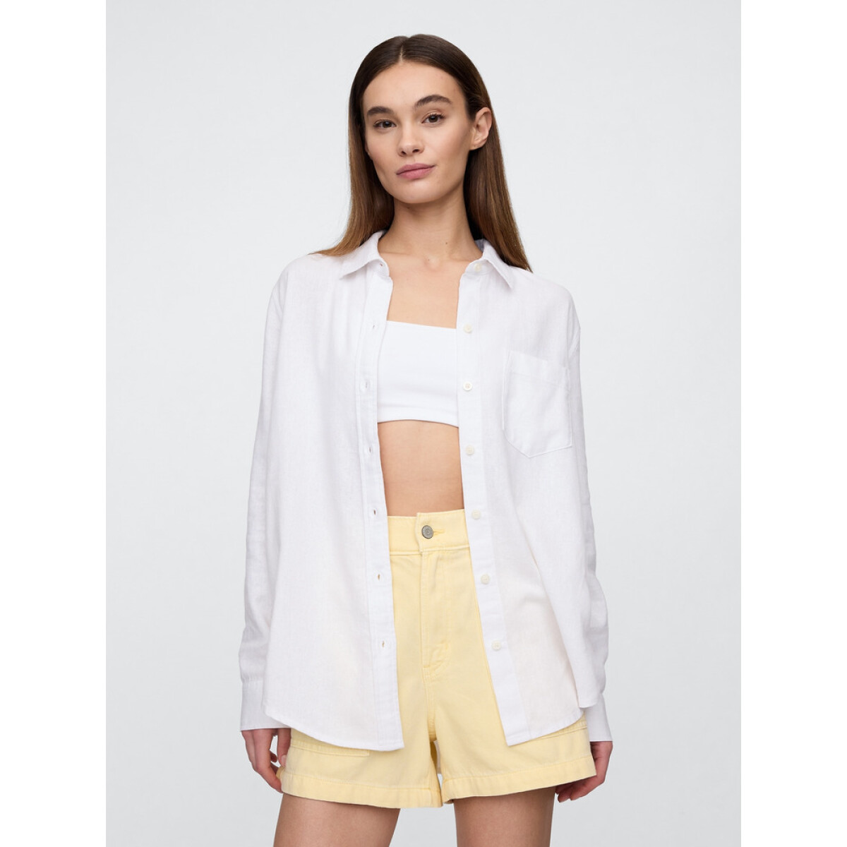 V-LINEN EASY SHIRT - BEACHY - OPTIC WHITE 2 