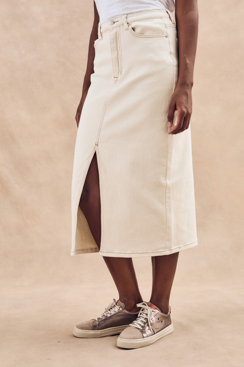 Falda Midi Off White Crudo